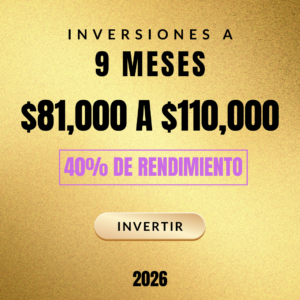 Inversión a 9 Meses - $81000 a $110000 - 40% Utilidad